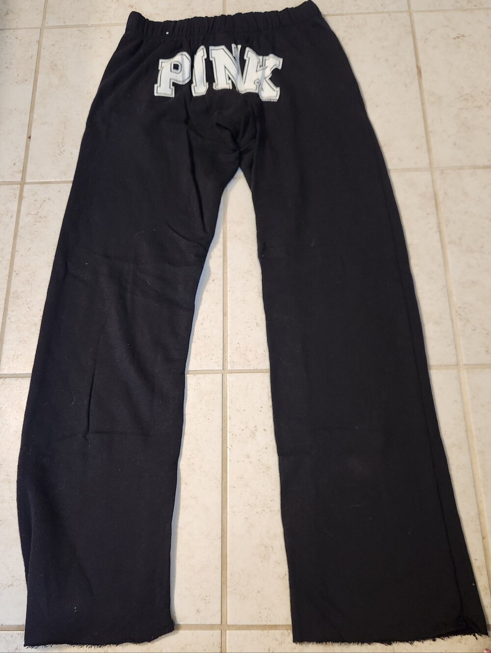 Vtg Y2K Black Victoria Secret PINK Wide Leg Sweatpants Size XS #1424